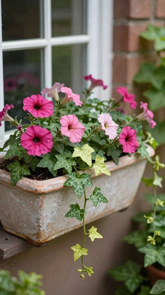 lush trailing vine window boxes