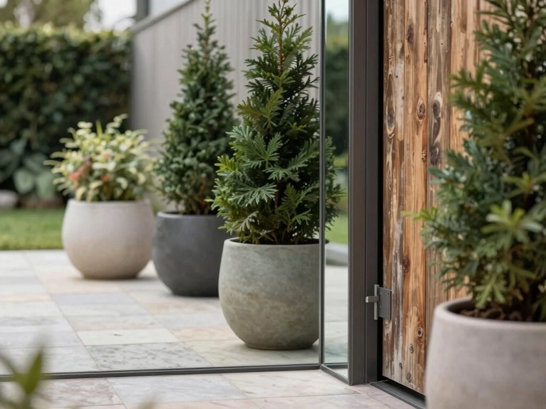 mirror expands garden with reflections