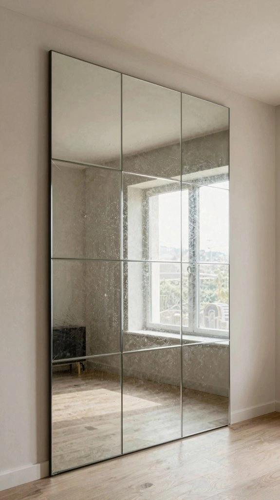 mirror geometric accent wall