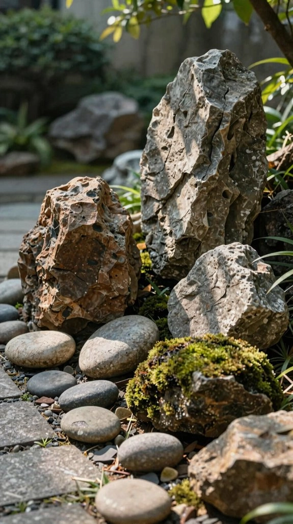 mix large and small rocks