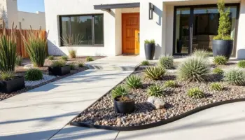 modern grass free front yard