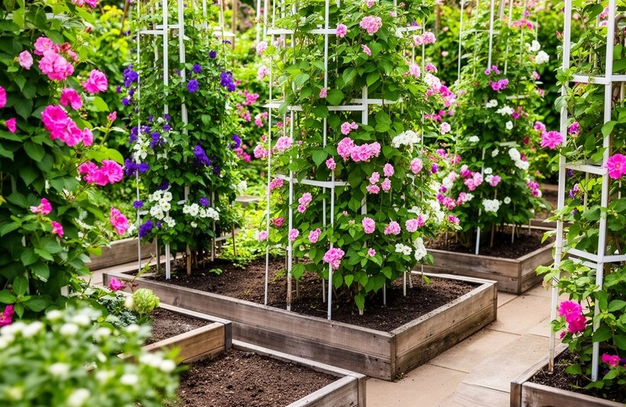 morning glories and nasturtiums