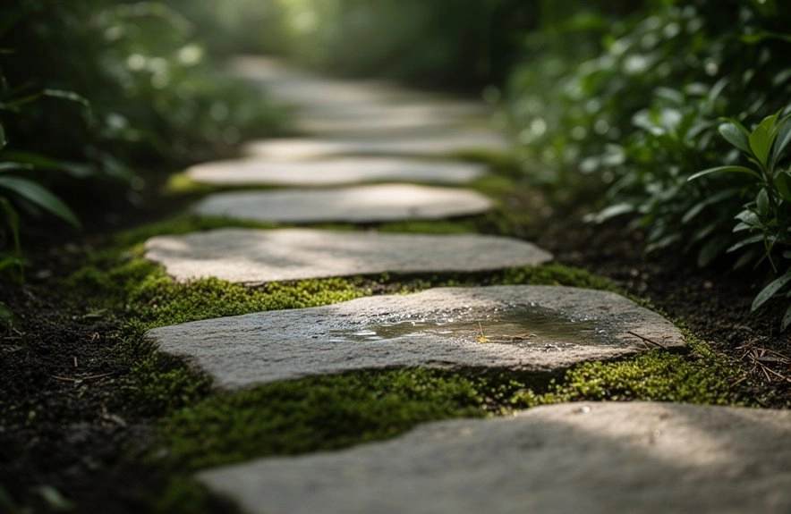 mossy shaded stone jointing