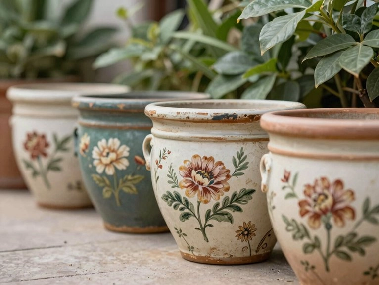 muted vintage floral pottery details