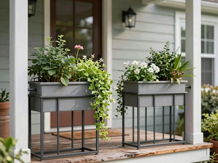 narrow weatherproof railing planter
