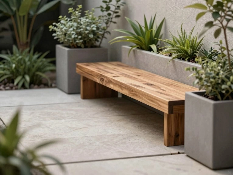 neutral stone wood concrete