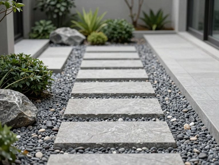 oversized pavers with gravel