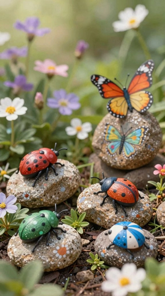 paint rocks with garden designs