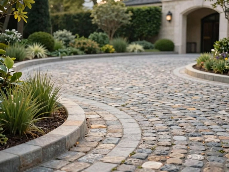 permeable stone banded entrance