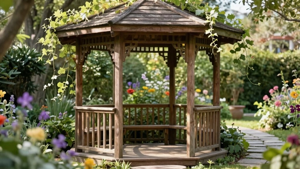 petite green gazebo backyard nook