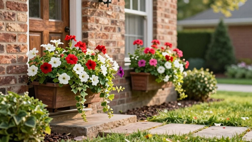 polished front door window boxes