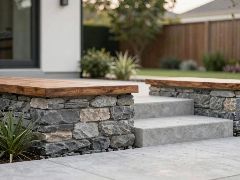 polished mixed material front walkway