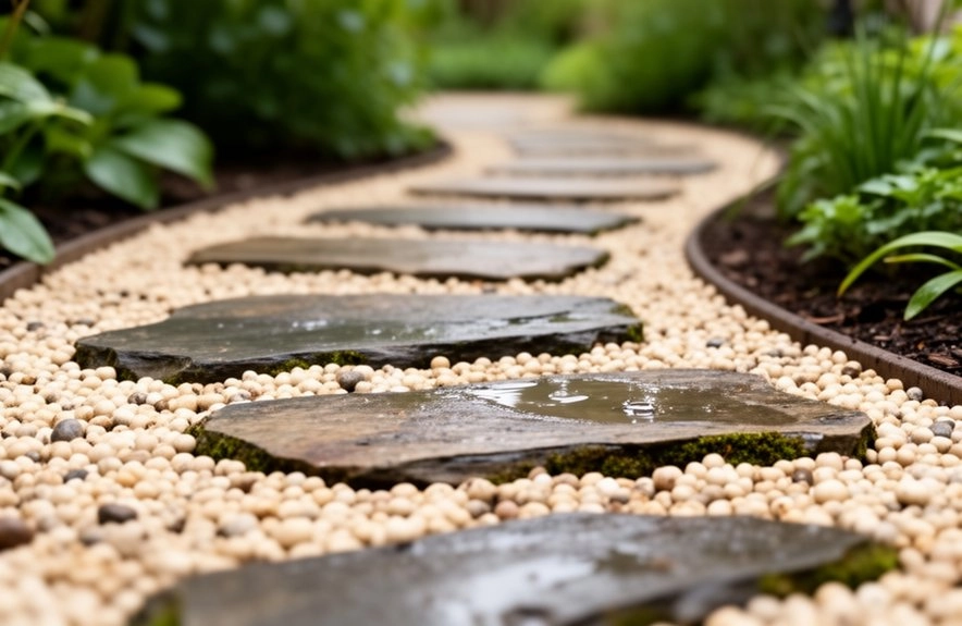polished stone with gravel