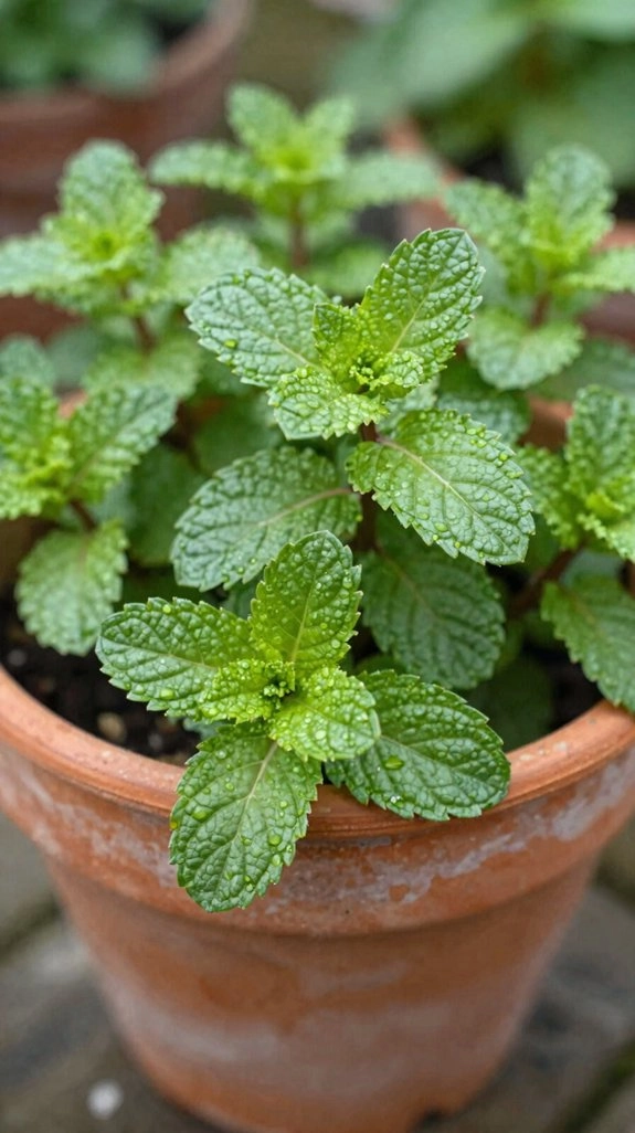 potted mint deters mosquitoes