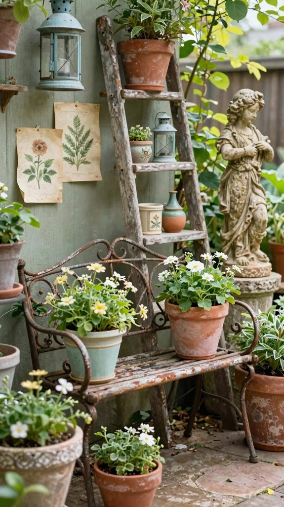 repurposed patina garden vignettes