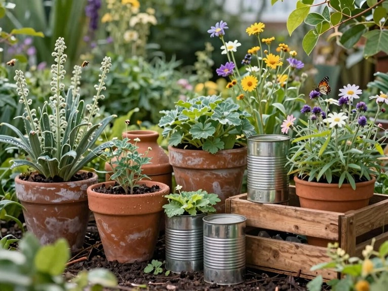 reused containers for gardening