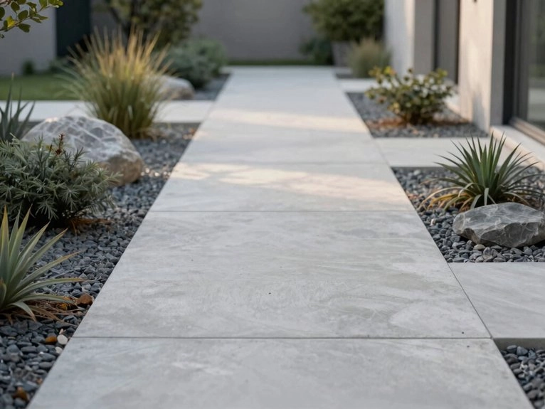 ribbon style concrete slab pathway