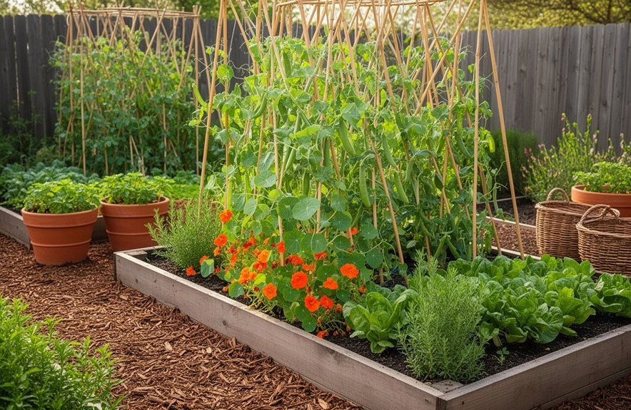 seasonal raised bed trellis styling