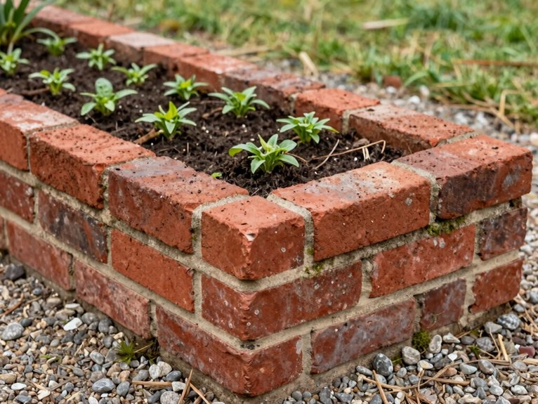 single course sunk brick border