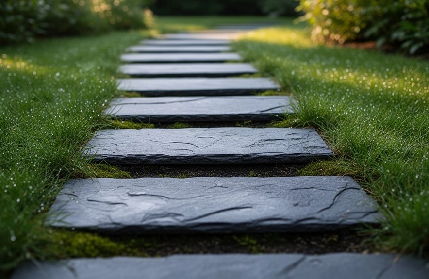 slate steppers with 1 inch sand