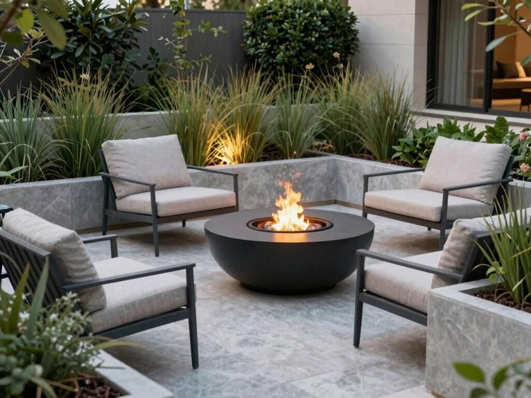 sleek modern social firepit