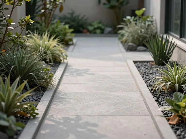 slim diagonal stone path