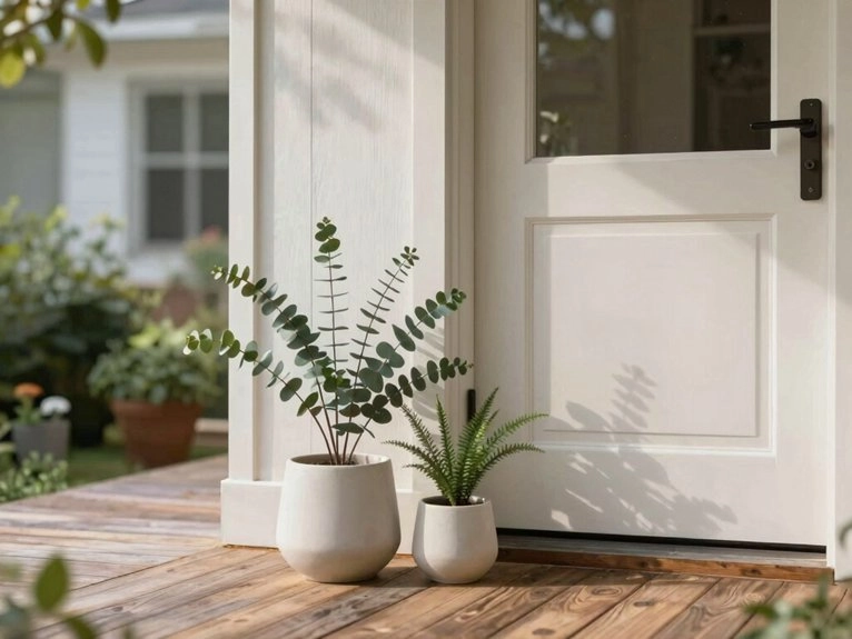 slim porch minimal greenery