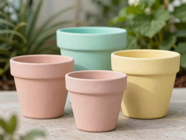 soft pastel painted garden pots
