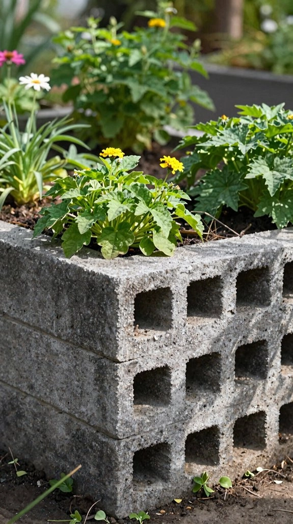 stack cinder block raised bed