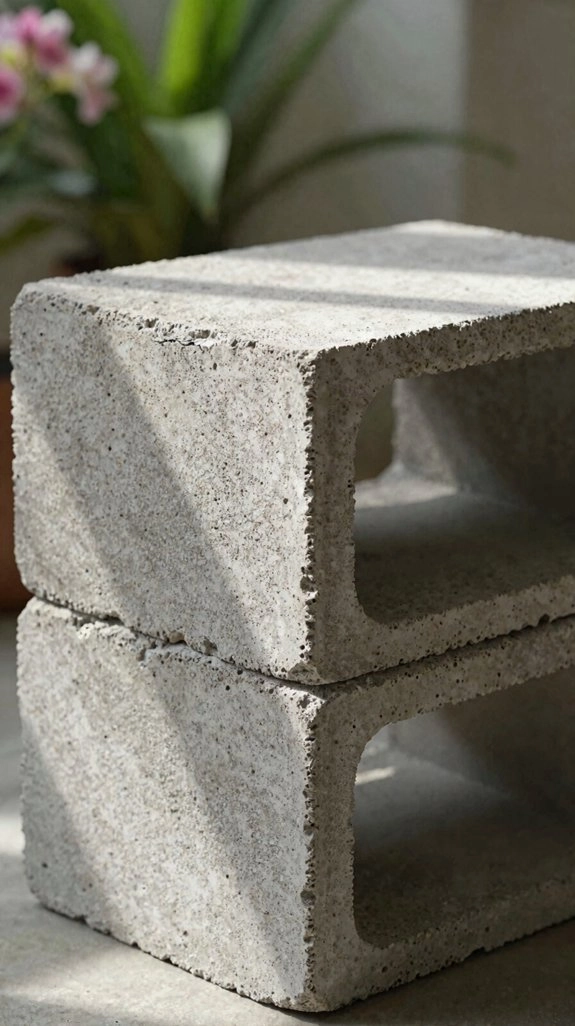 stacked cinder block patio storage
