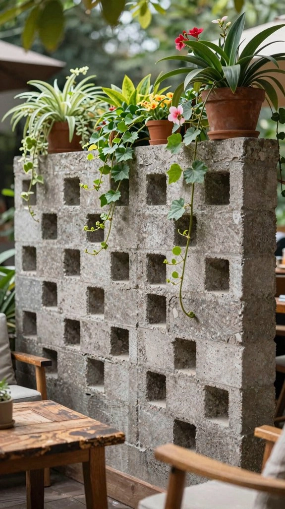staggered cinder block privacy wall