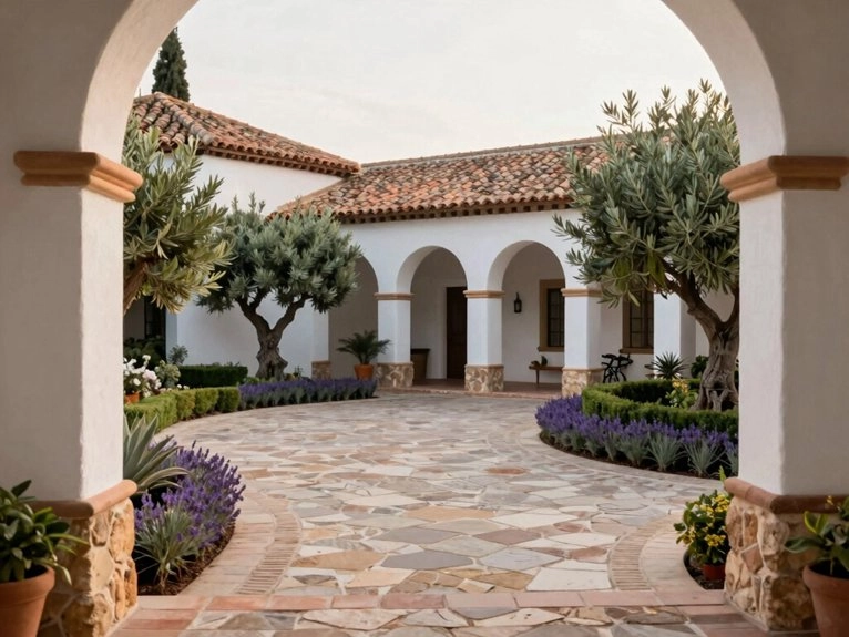 sun drenched mediterranean garden entrance