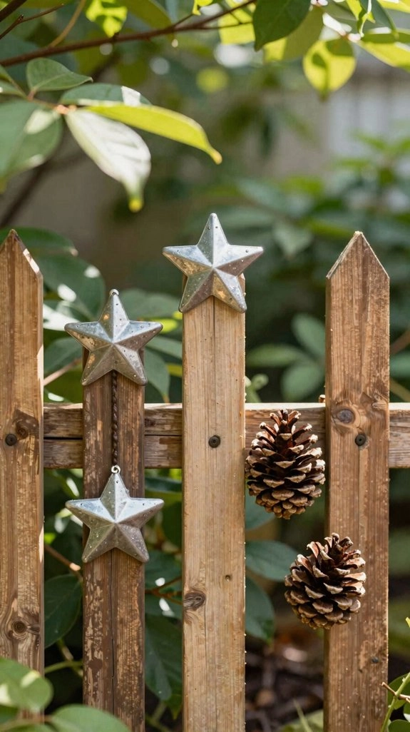 sun stars pinecones fence garland