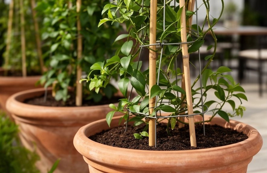 support stakes at planting