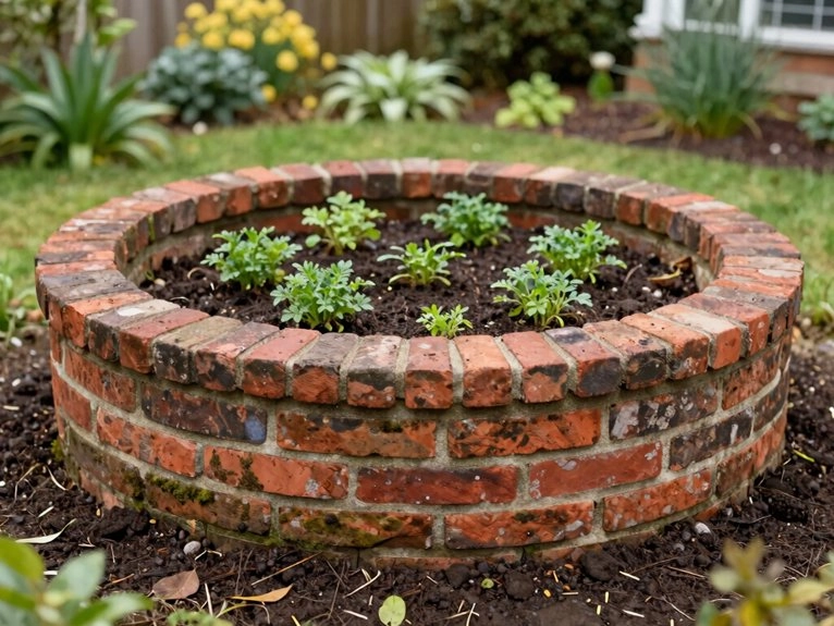 three course clay brick border