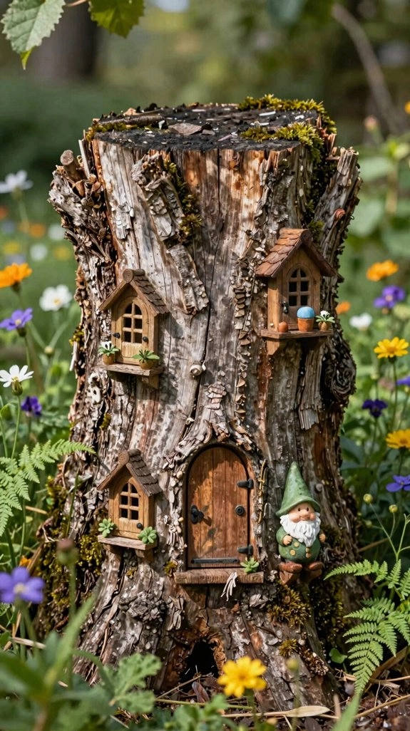 tree stump gnome home makeover