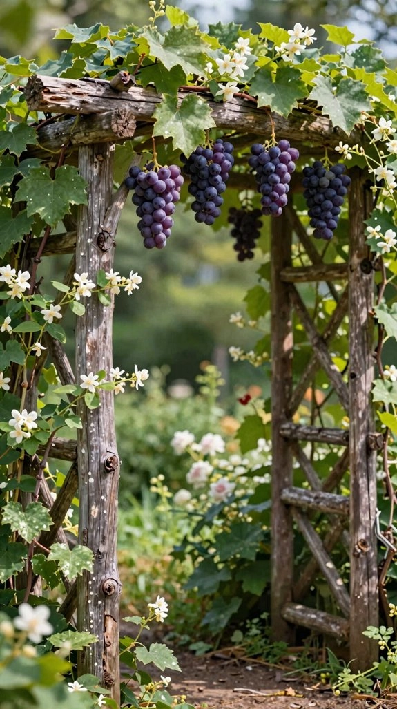 trellis grapes with wisteria
