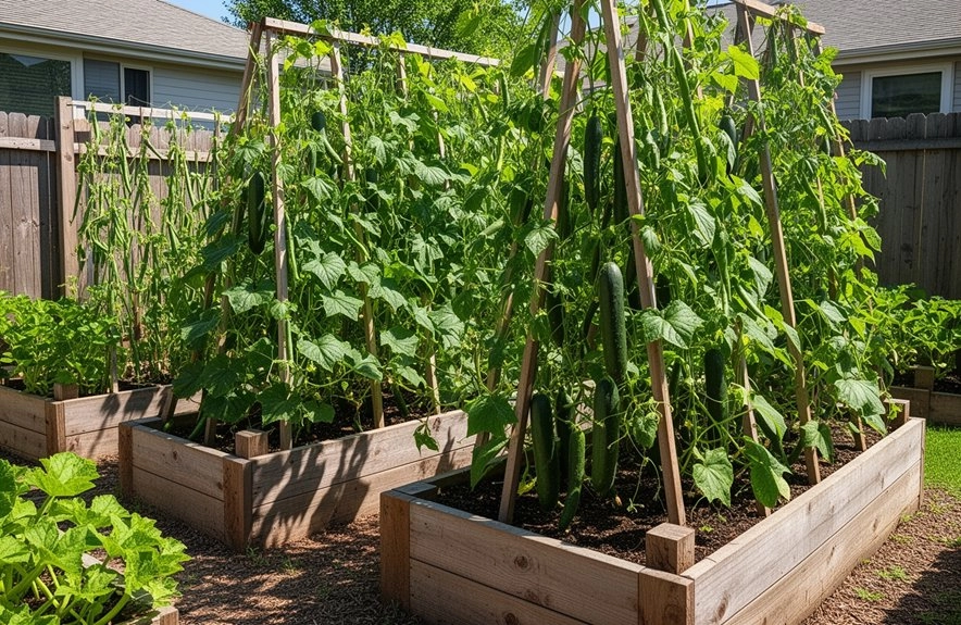 trellised vertical vegetable gardening