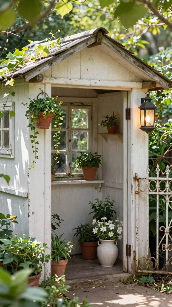 weathered lanterns and cozy greens