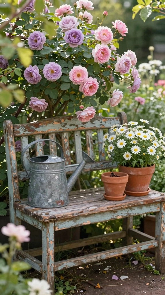 weathered potting bench cottage blooms