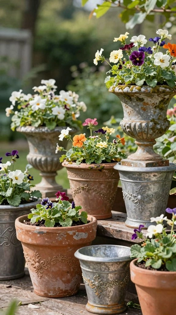 weathered terracotta vintage planters