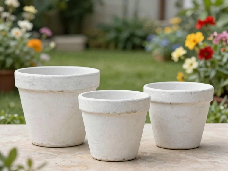 weathered whitewashed textured pots