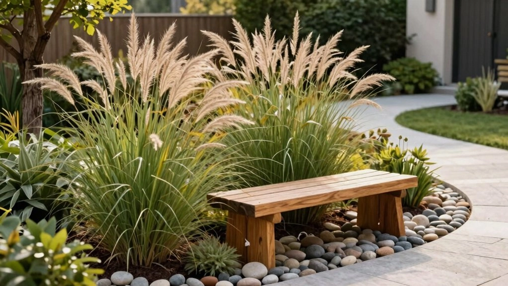 welcoming entry with layered plants