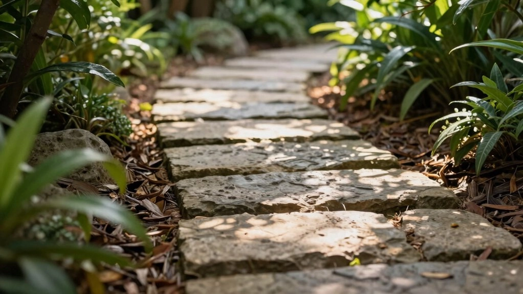 welcoming textured driveway stepping stones