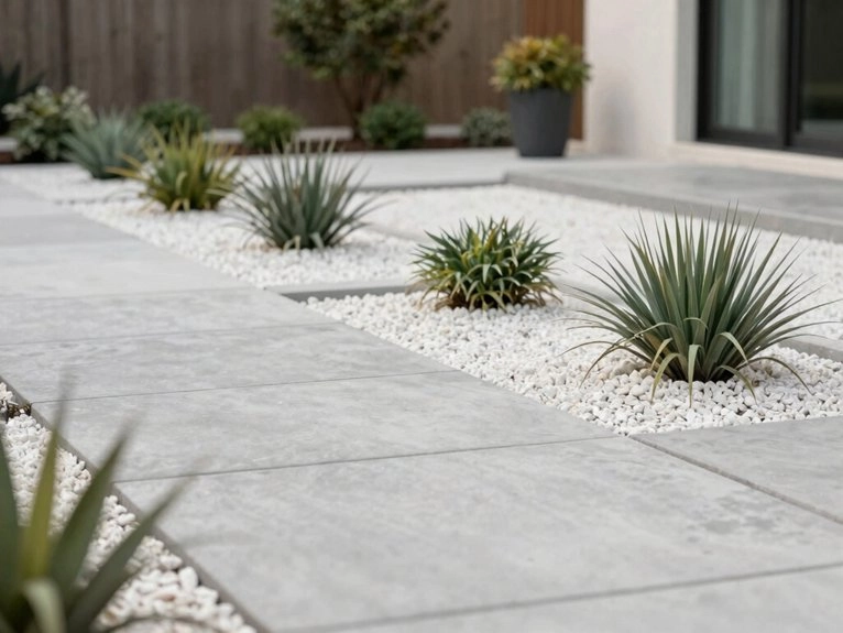 wide paved minimalist welcoming yard