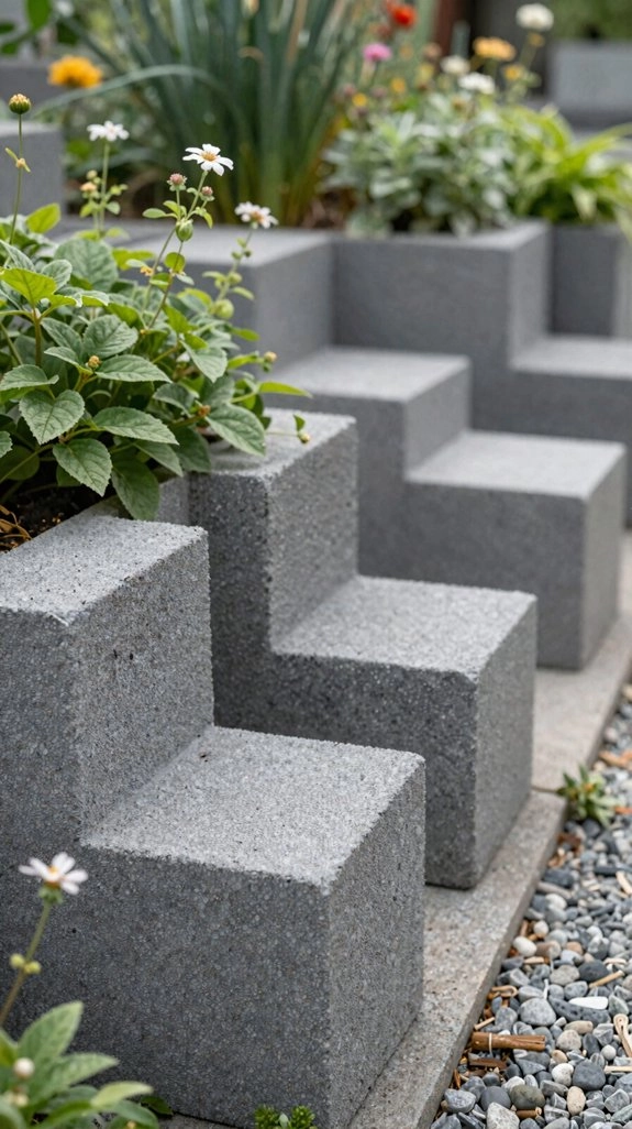 zen cinder block succulent garden