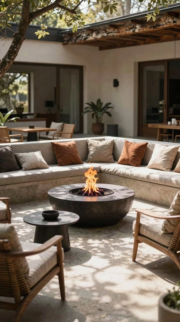 centered seating around fire pit