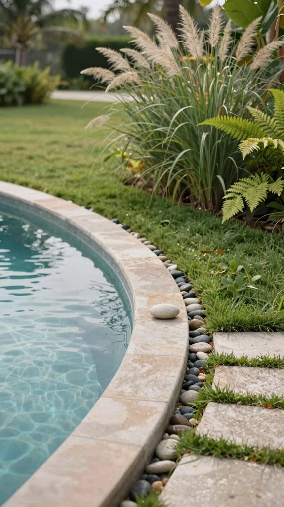 curved beds with layered mulch