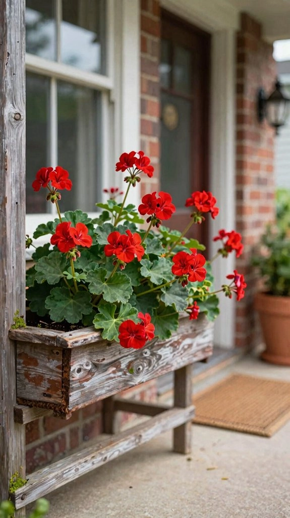 full sun red geranium ground planting