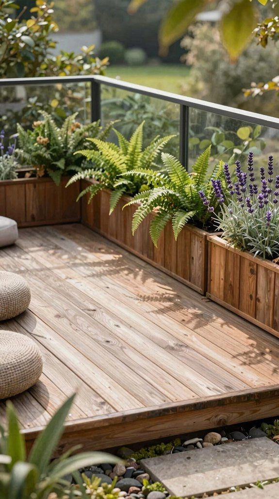 layered deck privacy planters